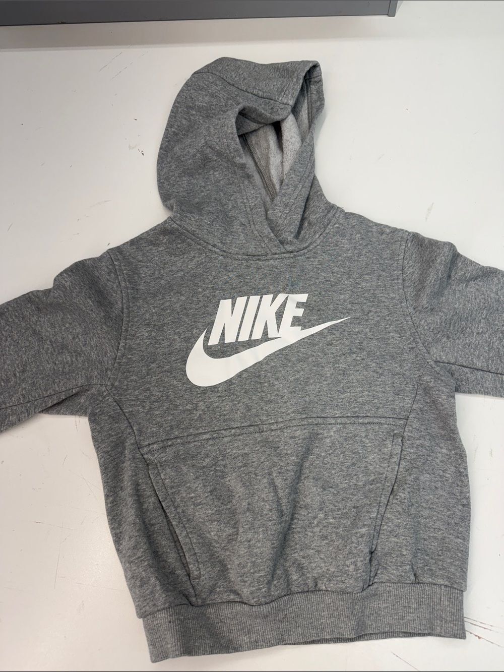 Nike Gray Hoodie with White Logo Kids Sweatshirt